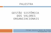Palestra gestão sistêmica dos valores organizacionais