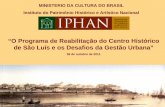 O programa de rehabilitaçao do centro historico de sao luis e os desafios de gestao urbana