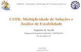 CSTR: Multiplicidade de Soluções e Análise de Estabilidade Argimiro R. Secchi Programa de Engenharia Química – COPPE/UFRJ Rio de Janeiro, RJ EQE038 – Simulação.