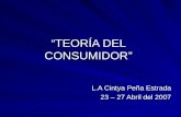 “TEORÍA DEL CONSUMIDOR” L.A Cintya Peña Estrada 23 – 27 Abril del 2007.