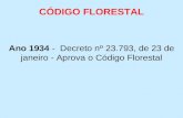 CÓDIGO FLORESTAL Ano 1934  -   Decreto nº 23.793, de 23 de janeiro - Aprova o Código Florestal