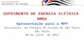 SUPRIMENTO DE ENERGIA ELÉTRICA  RMBS Apresentação  para a MPP