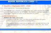 3 - República Oligárquica (1894 – 1930): OLIGARQUIA = Governo de poucos.