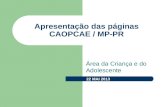 Apresentação das páginas CAOPCAE / MP-PR