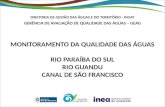 MONITORAMENTO  DA QUALIDADE DAS ÁGUAS RIO PARAÍBA  DO  SUL RIO GUANDU CANAL DE SÃO FRANCISCO