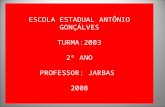 ESCOLA ESTADUAL ANTÔNIO GONÇÁLVES TURMA:2003 2º ANO PROFESSOR: JARBAS  2008