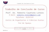 Trabalho de Conclusão de Curso Prof. Dr. Roberto Cayetano Lotero E-mail:  roberto.lotero@gmail