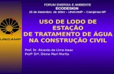 USO DE LODO DE ESTAÇÃO DE TRATAMENTO DE ÁGUA NA CONSTRUÇÃO CIVIL