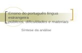 Ensino do português língua estrangeira públicos, dificuldades e materiais