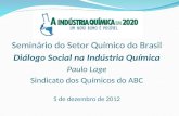Seminário do Setor Químico do Brasil Diálogo Social na Indústria Química Paulo  Lage