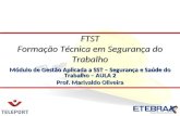 Módulo de Gestão Aplicada a SST – Segurança e Saúde do Trabalho – AULA 2 Prof. Marivaldo Oliveira