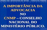 A IMPORTÂNCIA DA ADVOCACIA  NO  CNMP  – CONSELHO NACIONAL DO MINISTÉRIO PÚBLICO.