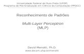 Reconhecimento de Padrões Multi-Layer Perceptron (MLP)