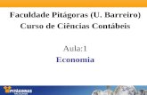 Faculdade Pitágoras (U. Barreiro) Curso de Ciências Contábeis Aula:1 Economia