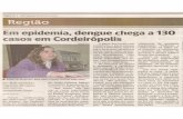 Em epidemia, dengue chega a 130 casos em Cordeirópolis