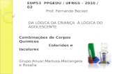 EDP53 PPGEDU / UFRGS – 2010 / 02 Prof. Fernando Becker DA LÓGICA DA CRIANÇA À LÓGICA DO ADOLESCENTE Combinações de Corpos Químicos Coloridos e Incolores.