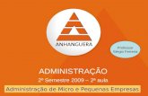 Anhanguera Educacional S.A. |  111 1 ADMINISTRAÇÃO 2º Semestre 2009 – 2ª aula Professor Sérgio Ferreira Administração de Micro.