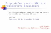 Proposições para o MDL e a Perspectiva Brasileira Sustentabilidade na Geração e Uso de Energia no Brasil: os Próximos 20 Anos UNICAMP Campinas, 19 de fevereiro.