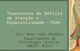 Transtorno do Déficit de Atenção e hiperatividade - TDAH Dra. Mary Yoko Okamoto Departamento de Psicologia Clínica– UNESP- Assis.