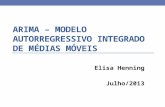 ARIMA – MODELO AUTORREGRESSIVO INTEGRADO DE MÉDIAS MÓVEIS Elisa Henning Julho/2013.