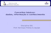 Conceitos básicos: dados, informação e conhecimento Disciplina SIG Prof. Henrique Freitas & equipe.