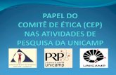 COMITÊS DE ÉTICA EM PESQUISA (CEPs) da UNICAMP Campus Piracicaba (FOP): criado em set-1997 Campus Campinas- maio- 1997 (DFCM20 / 97) Finalidade: fazer.