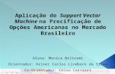 Aplicação do Support Vector Machine na Precificação de Opções Americanas no Mercado Brasileiro Aluna: Monica Beltrami Orientador: Arinei Carlos Lindbeck.
