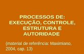 PROCESSOS DE: EXECUÇÃO, CONTROLE, ESTRUTURA E AUTORIDADE (material de referência: Maximiano, 2004, cap. 13)