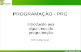 Prof. Rodrigo Coral 1 Introdução aos algoritmos de programação Prof. Rodrigo Coral PROGRAMAÇÃO - PRG.