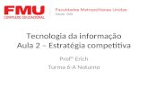 Tecnologia da informação Aula 2 – Estratégia competitiva Profº Erich Turma 6-A Noturno.