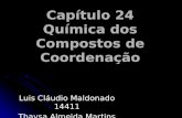 Capítulo 24 Química dos Compostos de Coordenação Luis Cláudio Maldonado 14411 Thaysa Almeida Martins 14424.