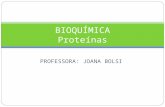 PROFESSORA: JOANA BOLSI BIOQUÍMICA Proteínas. COMPOSTOS ORGÂNICOS AMINOÁCIDOS Existem 20 aminoácidos diferentes na composição das células. PROTEÍNAS.