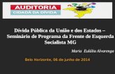 Maria Eulália Alvarenga Belo Horizonte, 06 de junho de 2014 Dívida Pública da União e dos Estados – Seminário de Programa da Frente de Esquerda Socialista.