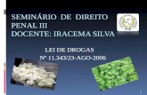 SEMINÁRIO DE DIREITO PENAL III DOCENTE: IRACEMA SILVA LEI DE DROGAS Nº 11.343/23-AGO-2006 1.