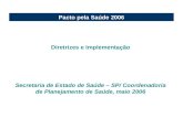 Diretrizes e Implementação Secretaria de Estado de Saúde – SP/ Coordenadoria de Planejamento de Saúde, maio 2006 Pacto pela Saúde 2006.
