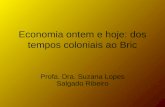 Economia ontem e hoje: dos tempos coloniais ao Bric Profa. Dra. Suzana Lopes Salgado Ribeiro.