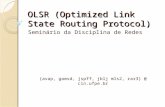 OLSR (Optimized Link State Routing Protocol) Seminário da Disciplina de Redes {avap, gamsd, jspff, jblj mls2, rar3} @ cin.ufpe.br.