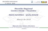 REUNIÕES REGIONAIS 1° CICLO - 2010 Reunião Regional Centro-Oeste - Tocantins INDICADORES - QUALIDADE Marcelo dos Santos Monteiro Divisão de Fiscalização.