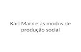Karl Marx e as modos de produção social. Karl Marx (1818-1883) -A sociedade determina o indivíduo por meio das condições materiais de existência, ou seja,