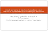 Disciplina: Nutrição Aplicada à Enfermagem Profª Ms Ana Carolina L. Ottoni Gothardo Estado nutricional do indivíduo: Avaliação do estado nutricional, Necessidades.