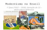 Modernismo no Brasil 1ª fase (1922 – 1930): Geração de 22 – destruidora &Heroica.