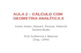 AULA 2 – CÁLCULO COM GEOMETRIA ANALÍTICA II Fonte: Anton, Stewart, Thomas. Material Daniela Buske Prof. Guilherme J. Weymar CEng - UFPel.