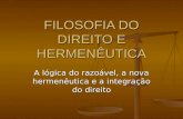 FILOSOFIA DO DIREITO E HERMENÊUTICA A lógica do razoável, a nova hermenêutica e a integração do direito.
