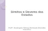 Direitos e Deveres dos Estados Profª. Rosângela Fátima Penteado Brandão mai/2011.