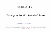 BLOCO IV Andrea T. Da Poian Professora Associada do Instituto de Bioquímica Médica sala E-18 Integração do Metabolismo.