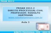 PROAB 2012.2 DIREITO PROCESSUAL CIVIL – AULA 03 PROAB 2012.2 DIREITO PROCESSUAL CIVIL PROFESSOR: RODOLFO HARTMANN  Aula 3 PROAB.