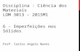 6 – Imperfeições nos Sólidos Prof. Carlos Angelo Nunes Disciplina : Ciência dos Materiais LOM 3013 – 2015M1.