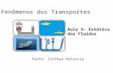 Fenômenos dos Transportes Profa: Cinthya Petrucia Aula 3- Estática dos Fluidos.