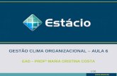GESTÃO CLIMA ORGANIZACIONAL – AULA 6 EAD – PROFª MARIA CRISTINA COSTA 1/20.