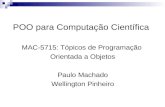 1 POO para Computação Científica MAC-5715: Tópicos de Programação Orientada a Objetos Paulo Machado Wellington Pinheiro.